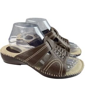 Cobbie Cuddlers Women's Barbara Sandals 8.5W Brown Leather Slip-On Comfort Shoes